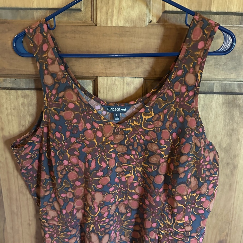 Toad&Co Brown and Auburn Floral petal Dress size large - Picture 4 of 8